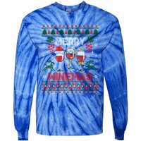 Merry Winemas Funny Wine Ing Ugly Christmas Gift Tie-Dye Long Sleeve Shirt