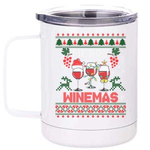 Merry Winemas Funny Wine Ing Ugly Christmas Gift 12 oz Stainless Steel Tumbler Cup