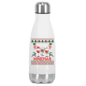 Merry Winemas Funny Wine Ing Ugly Christmas Gift Stainless Steel Insulated Water Bottle