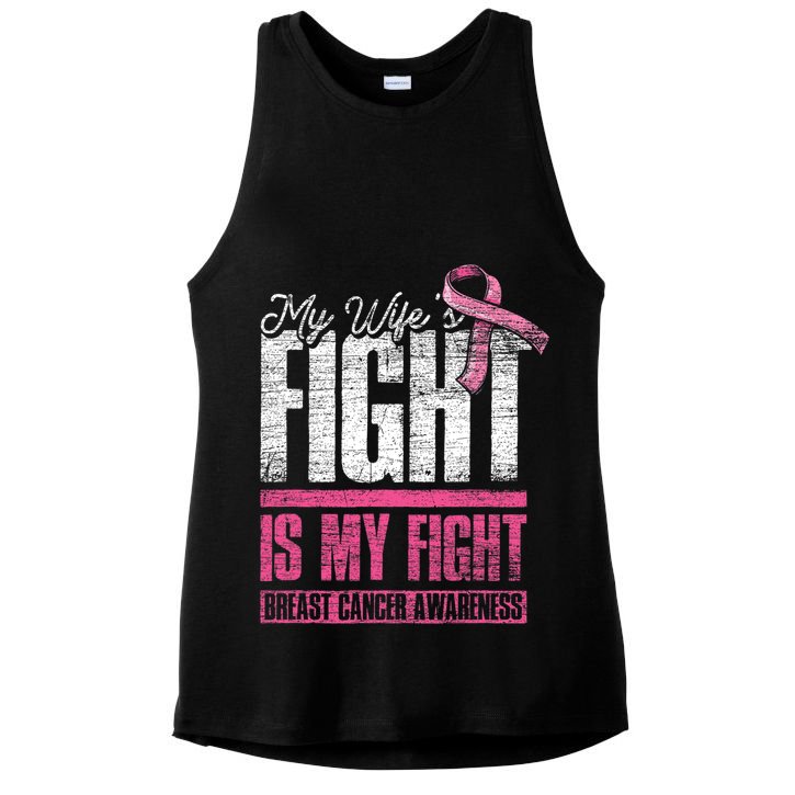 My Wifes Fight Is My Fight Husband Breast Cancer Awareness Ladies PosiCharge Tri-Blend Wicking Tank