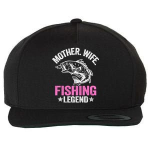 Mother Wife Fishing Legend Fisher Grandma Mom Fishing Gift Wool Snapback Cap