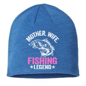 Mother Wife Fishing Legend Fisher Grandma Mom Fishing Gift Sustainable Beanie