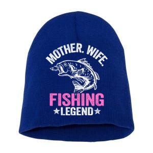 Mother Wife Fishing Legend Fisher Grandma Mom Fishing Gift Short Acrylic Beanie