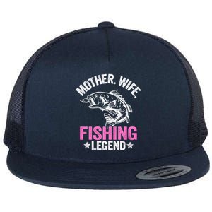 Mother Wife Fishing Legend Fisher Grandma Mom Fishing Gift Flat Bill Trucker Hat