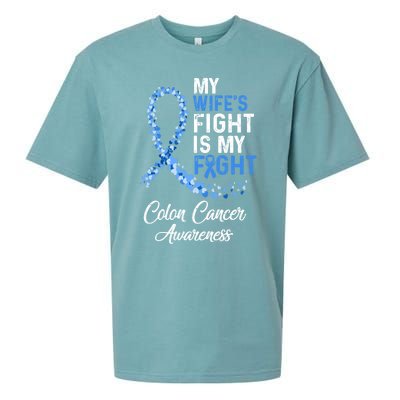 My Wifes Fight Is My Fight Colon Cancer Awareness Gift Sueded Cloud Jersey T-Shirt