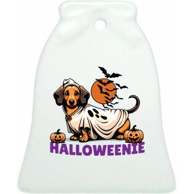 My Weenie Funny Dog Halloweenie Dachshund Weiner Halloween Ceramic Bell Ornament