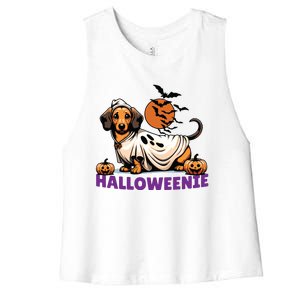 My Weenie Funny Dog Halloweenie Dachshund Weiner Halloween Women's Racerback Cropped Tank