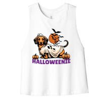 My Weenie Funny Dog Halloweenie Dachshund Weiner Halloween Women's Racerback Cropped Tank