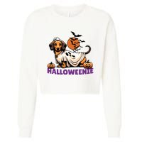 My Weenie Funny Dog Halloweenie Dachshund Weiner Halloween Cropped Pullover Crew