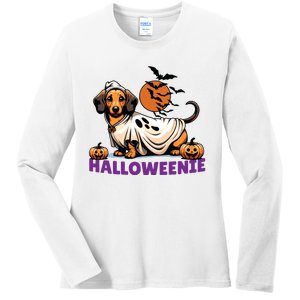 My Weenie Funny Dog Halloweenie Dachshund Weiner Halloween Ladies Long Sleeve Shirt