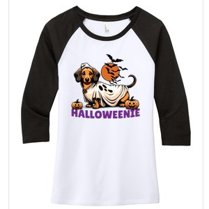 My Weenie Funny Dog Halloweenie Dachshund Weiner Halloween Women's Tri-Blend 3/4-Sleeve Raglan Shirt