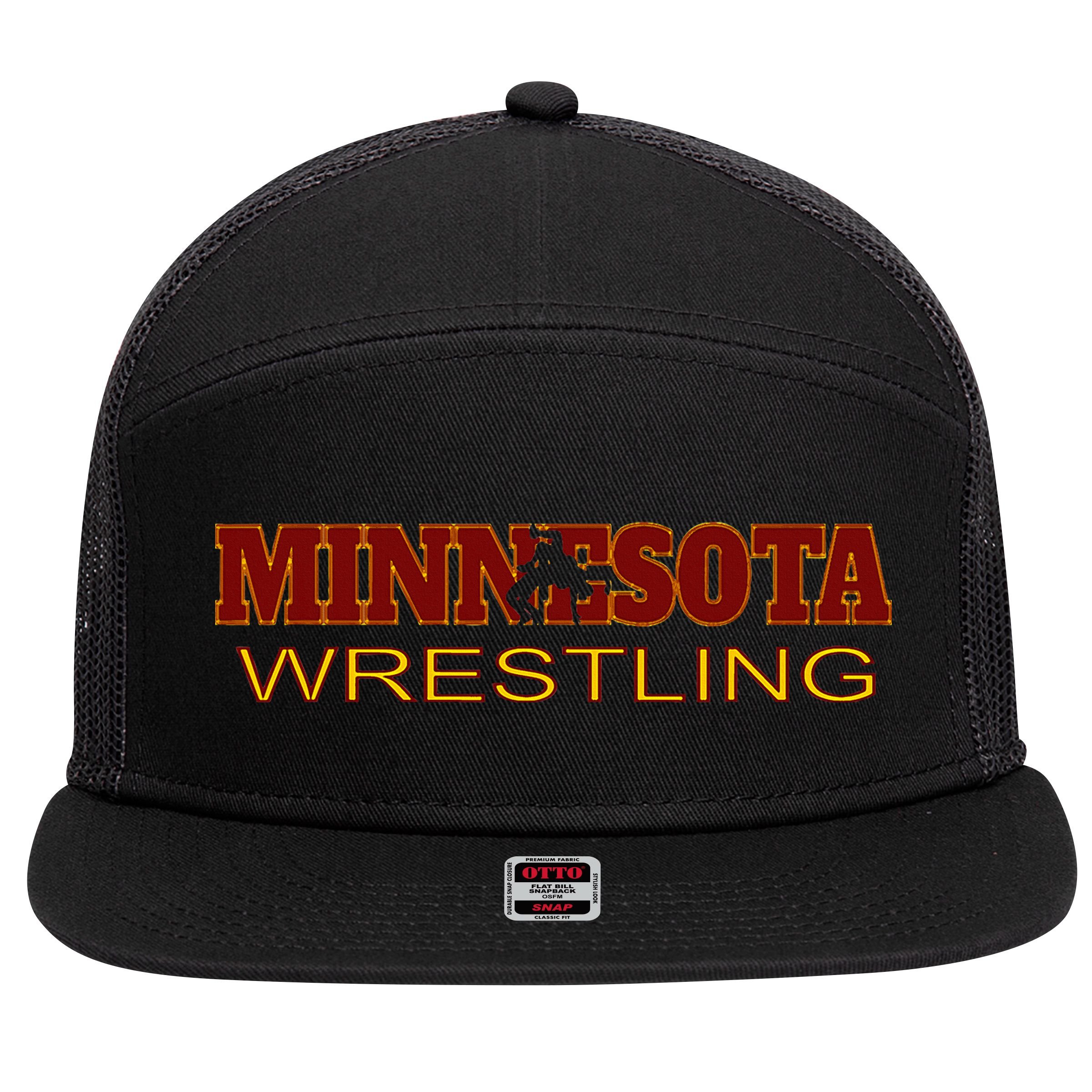 Minnesota Wrestling Freestyle Wrestler Gift State Pride Mn 7 Panel Mesh Trucker Snapback Hat