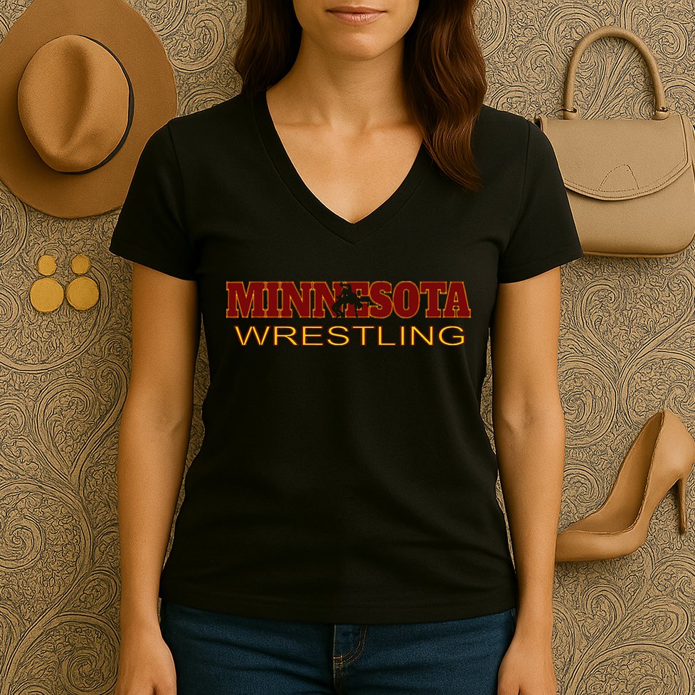 Minnesota Wrestling Freestyle Wrestler Gift State Pride Mn Women's V-Neck T-Shirt