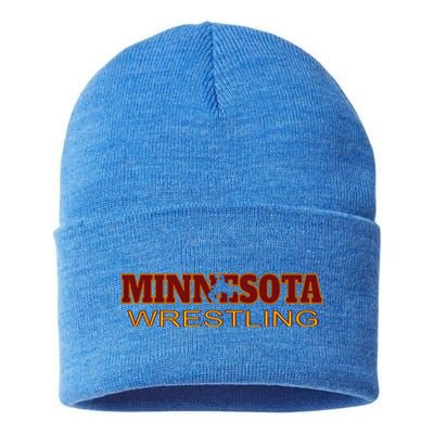 Minnesota Wrestling Freestyle Wrestler Gift State Pride Mn Gift Sustainable Knit Beanie