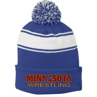 Minnesota Wrestling Freestyle Wrestler Gift State Pride Mn Gift Stripe Pom Pom Beanie