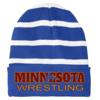 Minnesota Wrestling Freestyle Wrestler Gift State Pride Mn Gift Striped Beanie with Solid Band