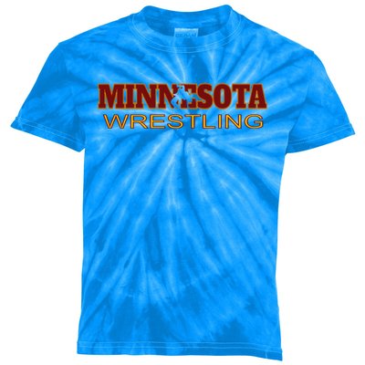 Minnesota Wrestling Freestyle Wrestler Gift State Pride Mn Gift Kids Tie-Dye T-Shirt