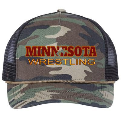 Minnesota Wrestling Freestyle Wrestler Gift State Pride Mn Gift Retro Rope Trucker Hat Cap