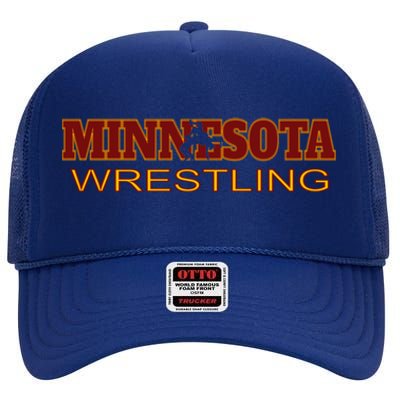 Minnesota Wrestling Freestyle Wrestler Gift State Pride Mn Gift High Crown Mesh Back Trucker Hat