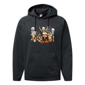 Men Womens Funny Skeleton Horror Coffee Halloween Costumes Gift Performance Fleece Hoodie