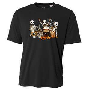 Men Womens Funny Skeleton Horror Coffee Halloween Costumes Gift Cooling Performance Crew T-Shirt