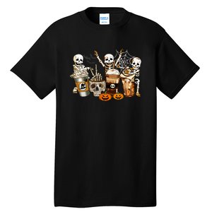 Men Womens Funny Skeleton Horror Coffee Halloween Costumes Gift Tall T-Shirt