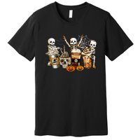 Men Womens Funny Skeleton Horror Coffee Halloween Costumes Gift Premium T-Shirt