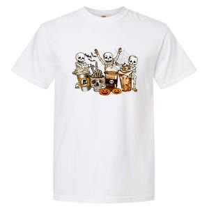 Men Womens Funny Skeleton Horror Coffee Halloween Costumes Gift Garment-Dyed Heavyweight T-Shirt