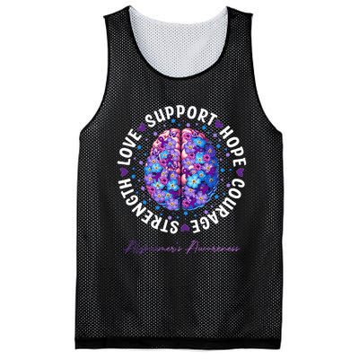 Motivational Words Floral Brain Ribbon AlzheimerS Awareness Mesh Reversible Basketball Jersey Tank