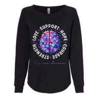 Motivational Words Floral Brain Ribbon AlzheimerS Awareness Womens California Wash Sweatshirt