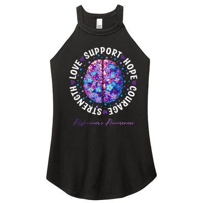 Motivational Words Floral Brain Ribbon AlzheimerS Awareness Women’s Perfect Tri Rocker Tank