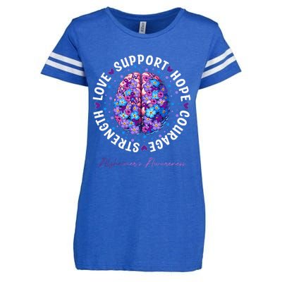 Motivational Words Floral Brain Ribbon AlzheimerS Awareness Enza Ladies Jersey Football T-Shirt