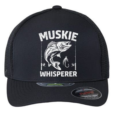 Muskie Whisperer Funny Fishing Gift Idea Flexfit Unipanel Trucker Cap