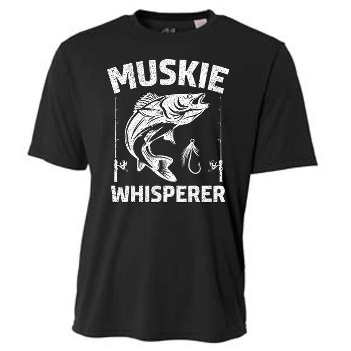 Muskie Whisperer Funny Fishing Gift Idea Cooling Performance Crew T-Shirt