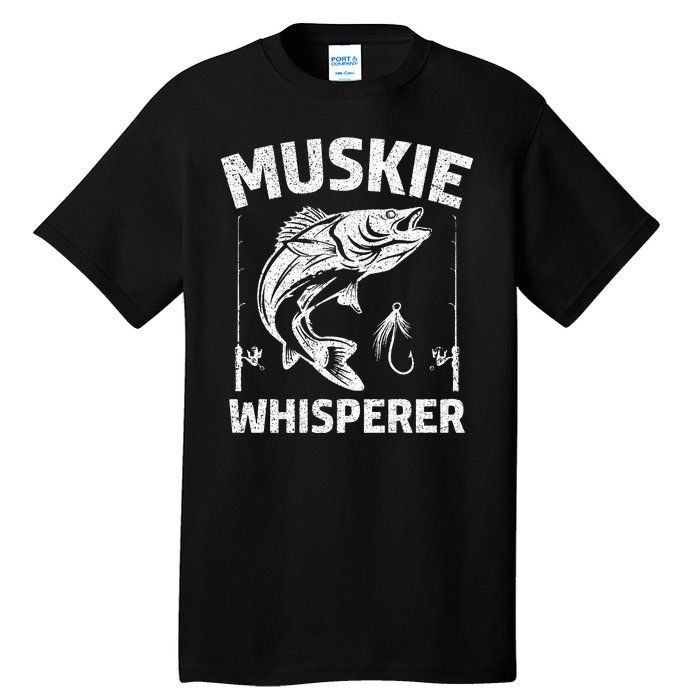 Muskie Whisperer Funny Fishing Gift Idea Tall T-Shirt