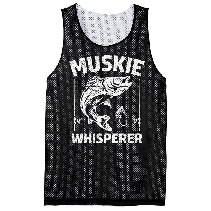 Muskie Whisperer Funny Fishing Gift Idea Mesh Reversible Basketball Jersey Tank