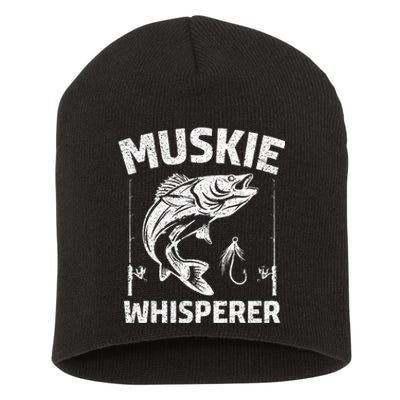 Muskie Whisperer Funny Fishing Gift Idea Short Acrylic Beanie