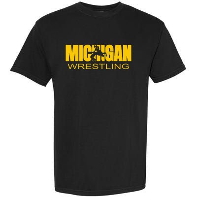 Michigan Wrestling Freestyle Wrestler Mi The Wolverine State Garment-Dyed Heavyweight T-Shirt