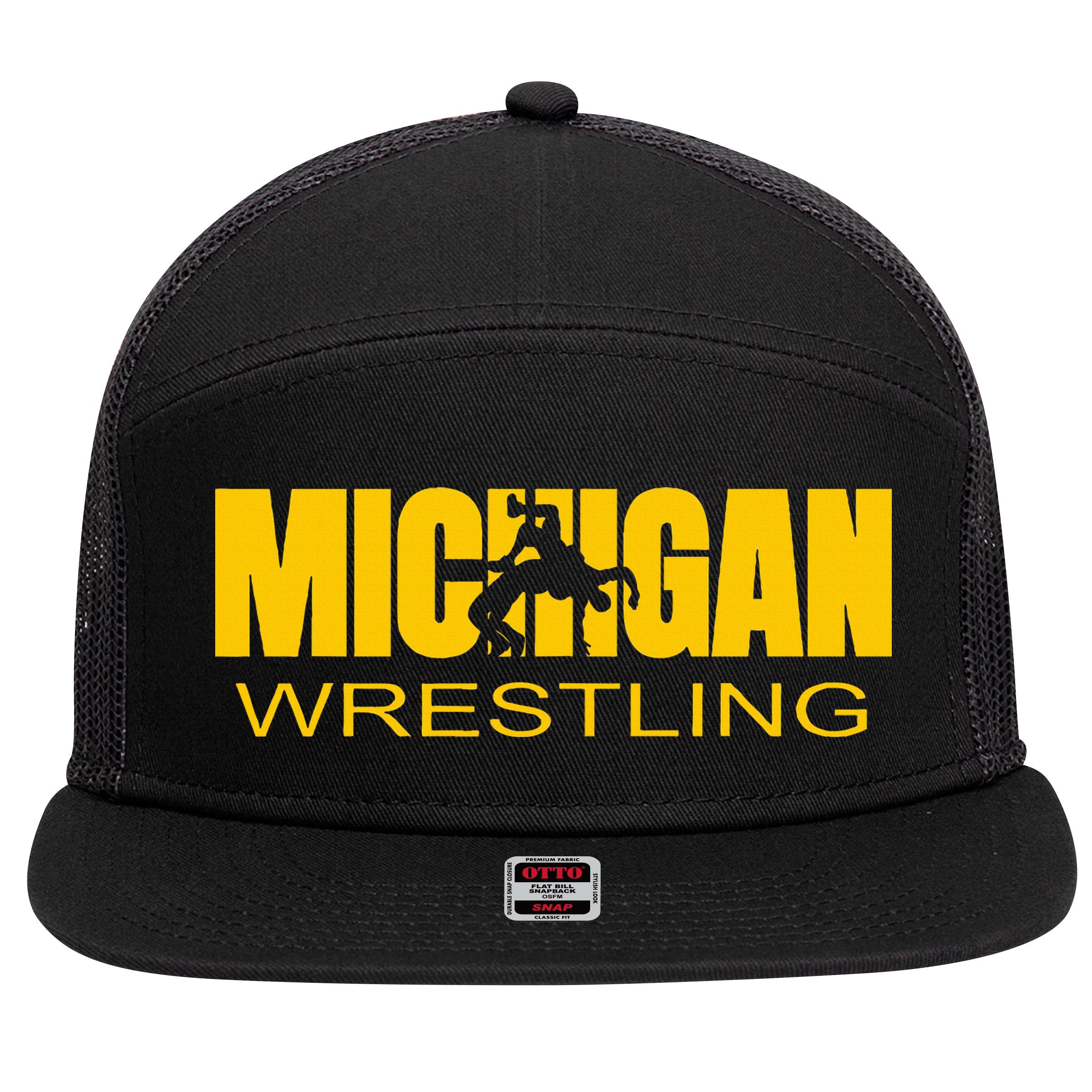 Michigan Wrestling Freestyle Wrestler Mi The Wolverine State 7 Panel Mesh Trucker Snapback Hat
