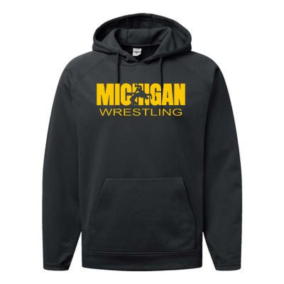 Michigan Wrestling Freestyle Wrestler Mi The Wolverine State Performance Fleece Hoodie