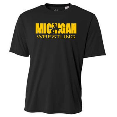 Michigan Wrestling Freestyle Wrestler Mi The Wolverine State Cooling Performance Crew T-Shirt