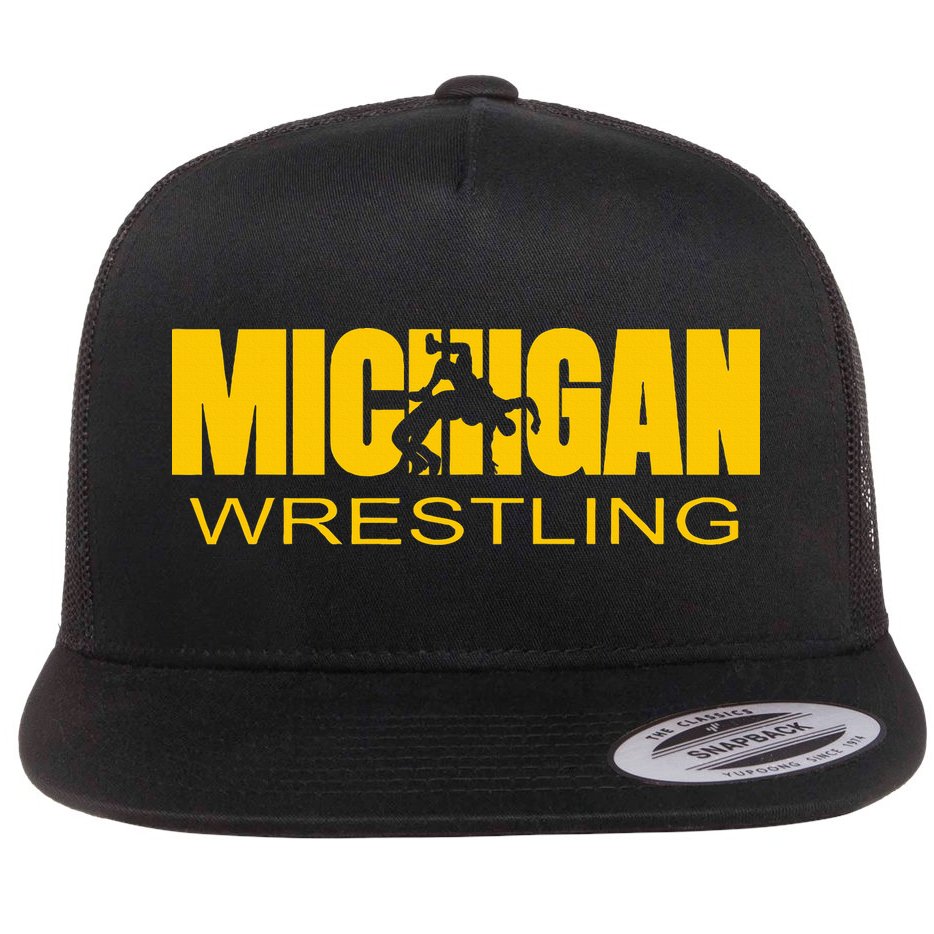 Michigan Wrestling Freestyle Wrestler Mi The Wolverine State Flat Bill Trucker Hat