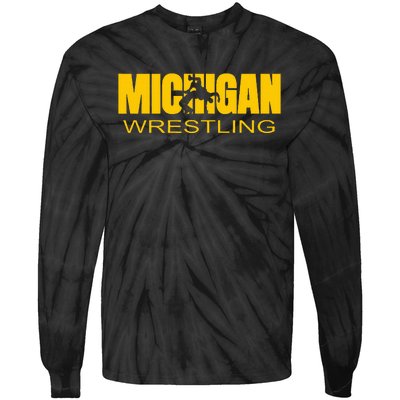 Michigan Wrestling Freestyle Wrestler Mi The Wolverine State Tie-Dye Long Sleeve Shirt