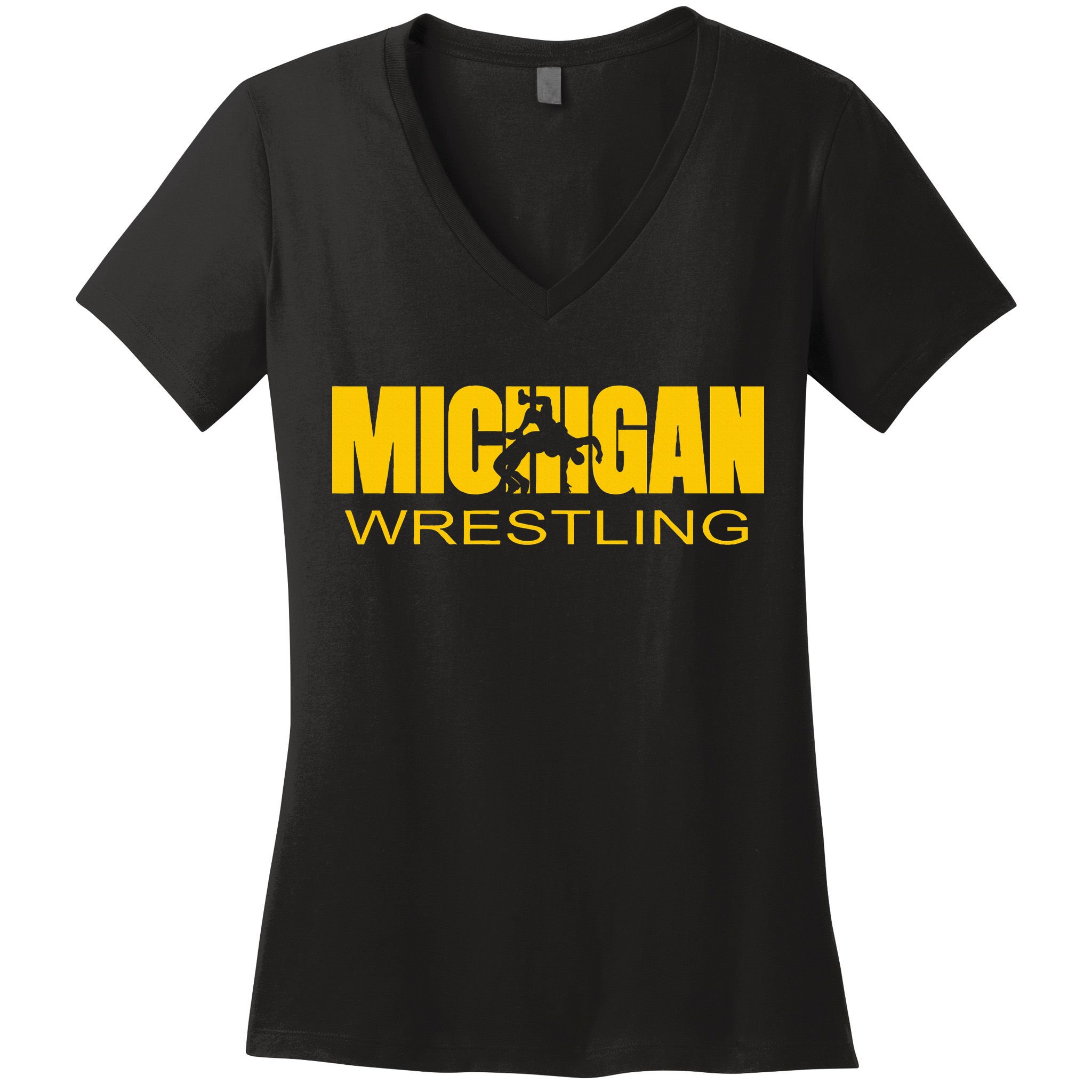 Michigan Wrestling Freestyle Wrestler Mi The Wolverine State Women's V-Neck T-Shirt