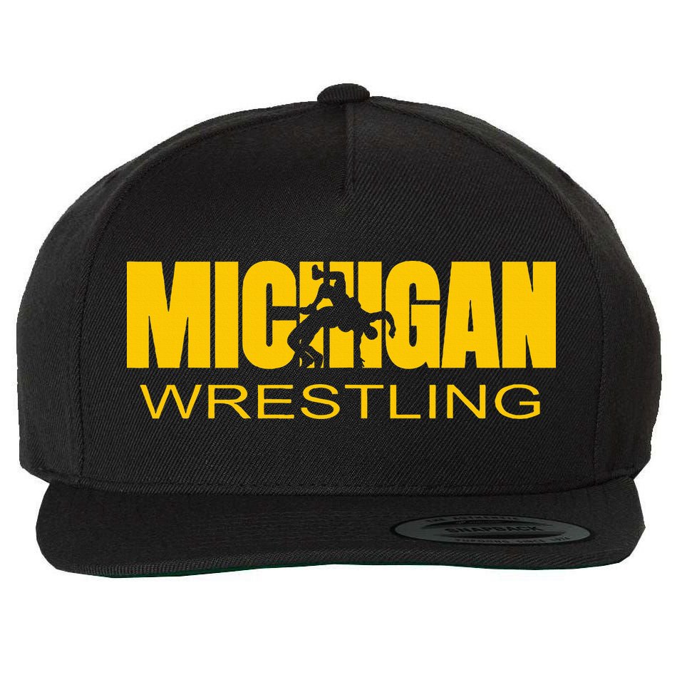 Michigan Wrestling Freestyle Wrestler Mi The Wolverine State Wool Snapback Cap