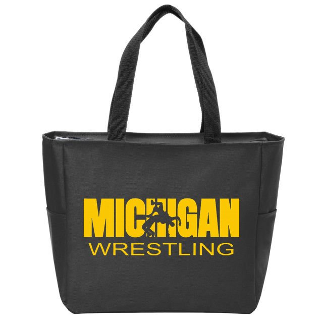 Michigan Wrestling Freestyle Wrestler Mi The Wolverine State Zip Tote Bag