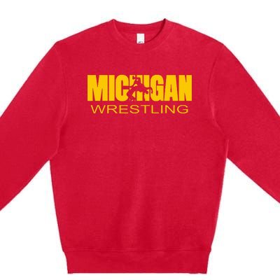 Michigan Wrestling Freestyle Wrestler Mi The Wolverine State Premium Crewneck Sweatshirt