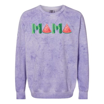 Mama Watermelon Funny Summer Fruit Gift - Great Mother's Day Colorblast Crewneck Sweatshirt