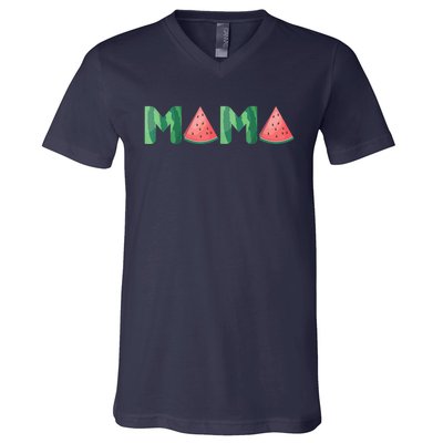 Mama Watermelon Funny Summer Fruit Gift - Great Mother's Day V-Neck T-Shirt