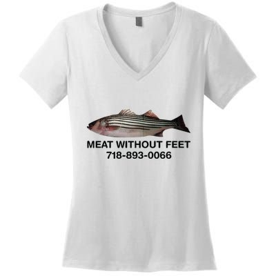 Meat Without Feet 718 893 0066 Women's V-Neck T-Shirt